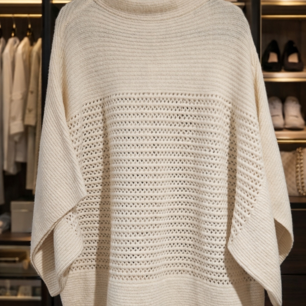 Chico's Cream Knit Poncho